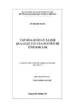 Văn hóa quản lý xã hội qua luật tục của người ê đê tỉnh đắk lắk    