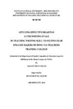 Applying effective readings at prewriting stage in teaching writing skill to second year english majors of dong nai teachers training college   submitted to the department of enghlish linguistics & lit