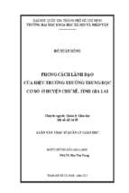 Phong cách lãnh đạo của hiệu trưởng trường trung học cơ sở ở huyện chư sê, tỉnh gia lai    