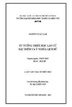 Tư tưởng triết học lão tử  đặc điểm và ý nghĩa lịch sử    