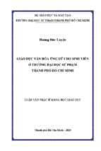 Giáo dục văn hóa ứng xử cho sinh viên ở trường đại học sư phạm thành phố hồ chí minh 