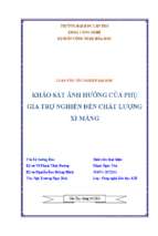 Luận văn tốt nghiệp khảo sát ảnh hưởng của phụ gia trợ nghiền đến chất lượng xi măng