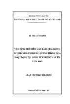 Luận văn vận dụng thẻ điểm cân bằng (balanced scorecard) trong đo lường thành quả hoạt động tại công ty tnhh mtv sx tm việt thổ​