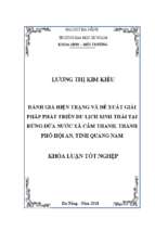 đánh giá hiện trạng và đề xuất giải pháp phát triển du lịch sinh thái tại rừng dừa nước xã cẩm thanh, thành phố hội an, tỉnh quảng nam