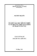Tổ chức dạy học môn tự nhiên và xã hội lớp 3 theo quan điểm sư phạm tương tác