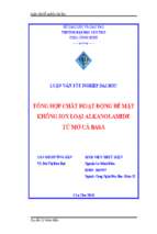 Luận văn tốt nghiệp tổng hợp chất hoạt động bề mặt không ion loại alkanolamide từ mỡ cá basa