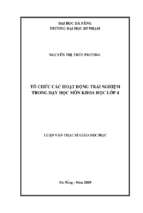 Tổ chức các hoạt động trải nghiệm trong dạy học môn khoa học lớp 4