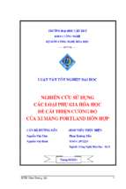 Luận văn tốt nghiệp nghiên cứu sử dụng các loại phụ gia hóa học để cải thiện cường độ của xi măng portland hỗn hợp