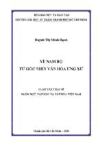 Về nam bộ từ góc nhìn văn hóa ứng xử 