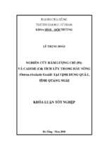 Nghiên cứu hàm lượng chì (pb) và cadimi (cd) tích lũy trong hàu sông (ostrea rivularis gould) tại vịnh dung quất, tỉnh quảng ngãi
