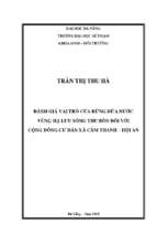 đánh giá vai trò của rừng dừa nước vùng hạ lưu sông thu bồn đối với cộng đồng cư dân xã cẩm thanh   hội an