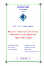 Luận văn tốt nghiệp khảo sát chất lượng một số loại nước chấm được sử dụng tại thành phố cần thơ