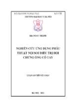 Nghiên cứu ứng dụng phẫu thuật nội soi điều trị hội chứng ống cổ tay. (research on application of endoscopic carpal tunnel release for treatment of carpal tunnel syndrome)