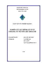 Luận văn tốt nghiệp nghiên cứu qui trình sản xuất ethanol từ nguyên liệu khoai mì