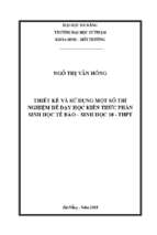 Thiết kế và sử dụng một số thí nghiệm để dạy học kiến thức phần sinh học tế bào – sinh học 10 – thpt