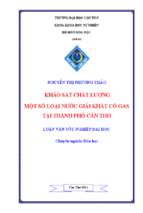 Luận văn tốt nghiệp khảo sát chất lượng một số loại nước giải khát có gas tại thành phố cần thơ