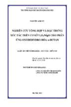 Luận án tiến sĩ nghiên cứu tổng hợp và đặc trưng xúc tác trên cơ sở v2o5 mgo cho phản ứng oxydehydro hóa n butan