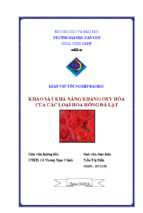 Luận văn tốt nghiệp khảo sát khả năng kháng oxy hóa của các loại hoa hồng đà lạt