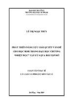 Phát triển năng lực giải quyết vấn đề cho học sinh trong dạy học chương “nhiệt học” vật lý 8 qua bài tập mở