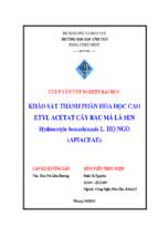 Luận văn tốt nghiệp khảo sát thành phần hóa học cao etyl acetat cây rau má lá sen hydrocotyle bonarienasis l. họ ngò