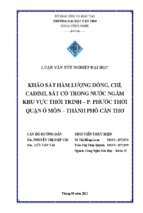 Luận văn tốt nghiệp khảo sát hàm lượng đồng, chì, cadimi, sắt có trong nước ngầm khu vực thới trinh   p. phước thới quận