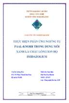 Luận văn tốt nghiệp thực hiện phản ứng ngưng tụ paal knorr trong dung môi xanh là chất lỏng ion họ imidazolium