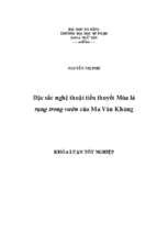 đặc sắc nghệ thuật tiểu thuyết mùa lá rụng trong vườn của ma văn kháng.