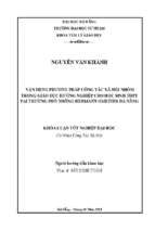 Vận dụng phương pháp công tác xã hội nhóm trong giáo dục hướng nghiệp cho học sinh thpt tại trường phổ thông hermann gmeiner đà nẵng