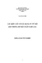 Các kiểu câu có tác dụng tu từ nổi bật trong truyện ngắn nam cao.