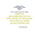 Nghiên cứu một số biện pháp nâng cao hứng thú học tập cho học sinh trong giảng dạy bộ môn hóa học ở trường thpt.