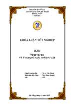 Tích vectơ và ứng dụng giải toán sơ cấp.