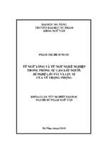 Từ ngữ lóng và từ ngữ nghề nghiệp trong phóng sự cạm bẫy người, kĩ nghệ lấy tây, lục xì của vũ trọng phụng.