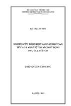 Luận án tiến sĩ nghiên cứu tổng hợp nano zeolit nax từ cao lanh việt nam có sử dụng phụ gia hữu cơ