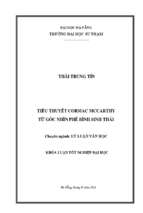 Tiểu thuyết cormac mccarthy từ góc nhìn phê bình sinh thái