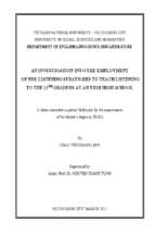 An investigation into the employment of pre listening strategies to teach listening to the 11th graders at an thoi high school    m.a.  60.14.10 