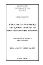 Sử dụng phương pháp dạy học theo hợp đồng trong dạy học địa lí lớp 11 trung học phổ thông