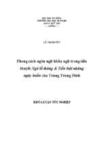 Phong cách ngôn ngữ khẩu ngữ trong tiểu thuyết ngõ lỗ thủng  tiễn biệt những ngày buồn của trung trung đỉnh.