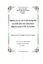 Nghiên cứu các yếu tố ảnh hưởng đến quá trình phân hủy chloroform bằng tác nhân fe0h+ và nanh3.
