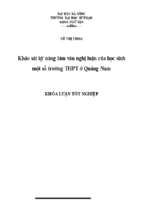 Khảo sát kỹ năng làm văn nghị luận của học sinh một số trường thpt ở quảng nam.