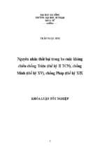 Nguyên nhân thất bại trong ba cuộc kháng chiến chống triệu (thế kỷ ii tcn), chống minh (thế kỷ xv), chống pháp (thế kỷ xix).