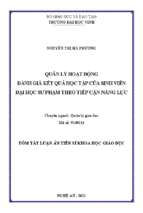 Quản lí hoạt động đánh giá kết quả học tập của sinh viên đại học sư phạm theo tiếp cận năng lực tt