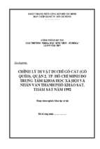 Chỉnh lý di vật di chỉ gò cát (gò quéo), quận 2, tp. hồ chí minh do trung tâm khoa học xã hội và nhân văn thành phố khảo sát, thám sát năm 1992