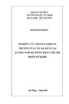 Nghiên cứu tính đa dạng di truyền của cây ba kích tại quảng nam đà nẵng bằng chỉ thị phân tử rapd