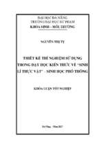 Thiết kế thí nghiệm sử dụng trong dạy học kiến thức về “sinh lý thực vật”– sinh học phổ thông.