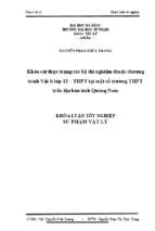 Khảo sát thực trạng các bộ thí nghiệm thuộc chương trình vật lí lớp 12 – thpt tại một số trường thpt trên địa bàn tỉnh quảng nam.
