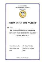 Hệ thống tình huống đánh giá năng lực học sinh trong dạy học chủ đề hàm số 12