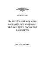 Tìm hiểu công nghệ mạng không dây wlan và triển khai bảo mật wlan bằng phương pháp xác thực radius server.