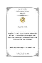 Nghiên cứu chiết tách, xác định thành phần hóa học và hoạt tính sinh học dịch chiết n hexane lá đu đủ đực (carica papaya l.) thu hái tại quảng nam   đà nẵng