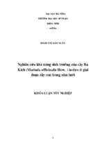 Nghiên cứu khả năng sinh trưởng của cây ba kích (morinda officinalis how.) invitro ở giai đoạn cây con trong nhà lưới..