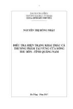 điều tra hiện trạng khai thác cá thương phẩm tại vùng cửa sông thu bồn, tỉnh quảng nam.